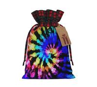 HGFVY Tie Dye 1pcs Drawstring Tote Bag 8.3x11.8in For Christmas Gifting And Storage And With Kraft Gift Tags