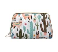 HGFVY Tropical Cactus Animal Lama Toiletry Pouch, Travel-Friendly Makeup Organizer For Makeup Brushes, Lipsticks, White, One Size