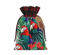 HGFVY Tropical Flower Parrot 1pcs Drawstring Tote Bag 8.3x11.8in For Christmas Gifting And Storage And With Kraft Gift Tags