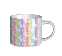 HGFVY Unicorns On Colorful Stripes Printing Large-Capacity Ceramic Mugs Versatile Cups For Coffee Tea Easy To Hold Perfect For Workspaces