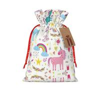 HGFVY Unicorns Pink 1pcs Drawstring Tote Bag 4.7 X 6.9in For Christmas Gifting And Storage And With Kraft Gift Tags