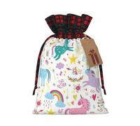HGFVY Unicorns Pink Print Christmas Wrapping Bags Gift Bags With Drawstring, Xmas Party Presents
