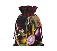 HGFVY Vegetable Fruit Print Christmas Wrapping Bags Gift Bags With Drawstring, Xmas Party Presents