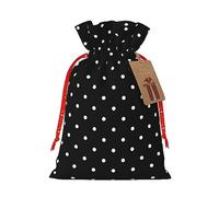 HGFVY White Dot Pattern 1pcs Drawstring Tote Bag 4.7 X 6.9in For Christmas Gifting And Storage And With Kraft Gift Tags