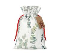 HGFVY White Natural Greenery Twig 1pcs Drawstring Tote Bag 8.3x11.8in For Christmas Gifting And Storage And With Kraft Gift Tags