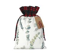 HGFVY White Natural Greenery Twig 1pcs Drawstring Tote Bag 8.3x11.8in For Christmas Gifting And Storage And With Kraft Gift Tags