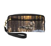 HGFVY Wolfs Makeup Bag,Small Travel Makeup Organizer Bag For Women Double Layer Portable Makeup Bags, Black, One Size