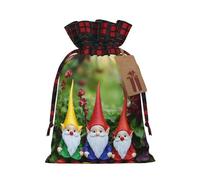 HGFVY Xmas Funny Gnomes Print Christmas Wrapping Bags Gift Bags With Drawstring, Xmas Party Presents