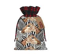 HGFVY Zebra And Giraffe 1pcs Drawstring Tote Bag 4.7 X 6.9in For Christmas Gifting And Storage And With Kraft Gift Tags