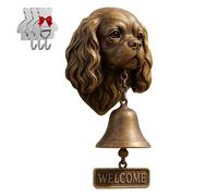 HGFYE King Charles Spaniel Welcome Bell, Retro Funny Animal Welcome Doorbell,Wall-Mounted Decorative Cast Iron/Resin Hanging Bell, Farmhouse Wall Decoration & Housewarming Gift （With 3 sticky hooks）