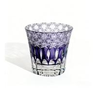 HGFYE Whiskey Tumbler Deep Violet Faceted Crystal - Hand-Cut Starburst Pattern, Premium Lead-Free Barware | Sparkling Geometric Design, Ergonomic Grip, Durable Tabletop Essential for Home Bars