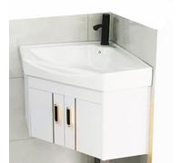 Hggdsac Corner Bathroom Vanity with Sink Cabinet, Bathroom Sink with Storage Container, Wall Mounted Utility Washing Hand Basin Design, for Home Kitchen Patio Laundry Room(White,48cm/18.9in)