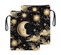 HGGJFLYX Book Sleeve for Readers,Waterproof Book Cover with Zipper Handle & Front Pocket,Fits Hardback & Paperback,Bible & Journal Pouch,Perfect Gift for Book Lovers,Moon Face Celestial
