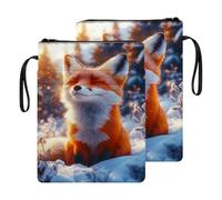 HGGJFLYX Book Sleeve for Readers,Waterproof Book Cover with Zipper Handle & Front Pocket,Fits Hardback & Paperback,Bible & Journal Pouch,Perfect Gift for Book Lovers,Red Fox Snow Sunset