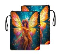 HGGJFLYX Book Sleeve for Readers,Waterproof Book Cover with Zipper Handle & Front Pocket,Fits Hardback & Paperback,Bible & Journal Pouch,Perfect Gift for Book Lovers,Forest Fairy with Wings