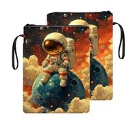 HGGJFLYX Book Sleeve with Zipper,Astronaut on Planet Book Cover for Paperbacks & Hardcovers,Washable Book Protector with Front Pocket and Handle,Multi-Use Pouch,Perfect Gift for Readers
