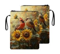 HGGJFLYX Book Sleeve with Zipper,Book Cover for Paperbacks & Hardcovers,Washable Book Protector with Front Pocket and Handle,Multi-Use Pouch,Perfect Gift for Readers,Cardinal Birds Sunflower