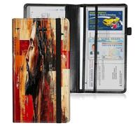 HGGJFLYX Car Registration and Insurance Holder,Leather Car Document Organizer Wallet,Glove Box Storage for License,ID Card, Card Holder,Car Accessories for Women Men,Jesus and Cross Painting