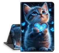 HGGJFLYX Case for iPad 10.2 inch 2021/2020/2019, PU Leather Folio Cover with Auto Sleep/Wake, Multi-Angle Stand Protective Cover 10.2" for iPad 7th/8th/9th Generation,Cat Starry Heart