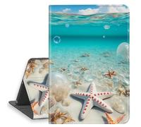 HGGJFLYX Case for iPad 10.2 inch 2021/2020/2019, PU Leather Folio Cover with Auto Sleep/Wake, Multi-Angle Stand Protective Cover 10.2" for iPad 7th/8th/9th Generation,Seaside Starfish Scene