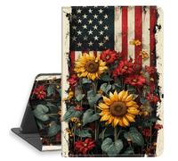 HGGJFLYX Case for iPad 10.2 inch 2021/2020/2019, PU Leather Folio Cover with Auto Sleep/Wake, Multi-Angle Stand Protective Cover 10.2" for iPad 7th/8th/9th Generation,USA Flag Floral Fusion