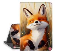 HGGJFLYX Case for iPad 8th/6th/5th Gen 9.7 Inch 2018/2017, PU Leather Folio Cover with Auto Sleep/Wake, Multi-Angle Stand Protective Cover 9.7" for iPad 2018 2017,Happy Fox in Wheat Field