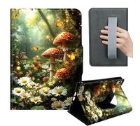 HGGJFLYX Case for iPad (A16) 11th Gen 11 Inch 2025,360 Degree Rotating Multi-Angle Viewing Stand,Hand Strap,Leather Cover 10.9" for iPad 10th Gen 2022,Auto Sleep/Wake,Enchanted Mushroom Forest