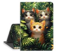 HGGJFLYX Case for iPad Air 3 2019, PU Leather Folio Cover with Auto Sleep/Wake, Multi-Angle Stand Protective Cover for iPad Pro 10.5 Inch Case 2017,Three Cats Jungle