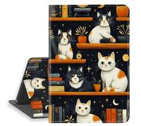 HGGJFLYX Case for iPad Air 3 2019, PU Leather Folio Cover with Auto Sleep/Wake, Multi-Angle Stand Protective Cover for iPad Pro 10.5 Inch Case 2017,Library Cats Starry Shelves