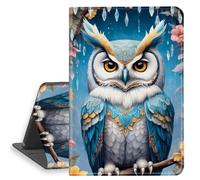 HGGJFLYX Case for iPad Air 3 2019, PU Leather Folio Cover with Auto Sleep/Wake, Multi-Angle Stand Protective Cover for iPad Pro 10.5 Inch Case 2017,Ornate Blue Owl