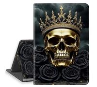 HGGJFLYX Case for iPad Air 3 2019, PU Leather Folio Cover with Auto Sleep/Wake, Multi-Angle Stand Protective Cover for iPad Pro 10.5 Inch Case 2017,Gothic Skull Crown