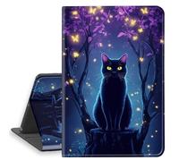 HGGJFLYX Case for iPad mini 7 2024/iPad Mini 6 2021, PU Leather Folio Cover with Auto Sleep/Wake, Multi-Angle Stand Protective Cover 8.3" for iPad A17 Pro 2024,Cat Firefly Woods