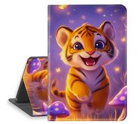 HGGJFLYX Case for iPad mini 7 2024/iPad Mini 6 2021, PU Leather Folio Cover with Auto Sleep/Wake, Multi-Angle Stand Protective Cover 8.3" for iPad A17 Pro 2024,Firefly Lit Tiger Cub
