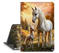 HGGJFLYX Case for iPad mini 7 2024/iPad Mini 6 2021, PU Leather Folio Cover with Auto Sleep/Wake, Multi-Angle Stand Protective Cover 8.3" for iPad A17 Pro 2024,Horse Pair Sunset Meadow
