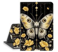 HGGJFLYX Case for iPad mini 7 2024/iPad Mini 6 2021, PU Leather Folio Cover with Auto Sleep/Wake, Multi-Angle Stand Protective Cover 8.3" for iPad A17 Pro 2024,Mystic Moth with Flowers