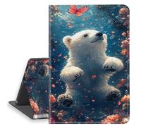 HGGJFLYX Case for iPad mini 7 2024/iPad Mini 6 2021, PU Leather Folio Cover with Auto Sleep/Wake, Multi-Angle Stand Protective Cover 8.3" for iPad A17 Pro 2024,Polar Bear Butterfly
