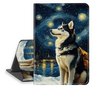 HGGJFLYX Case for iPad mini 7 2024/iPad Mini 6 2021, PU Leather Folio Cover with Auto Sleep/Wake, Multi-Angle Stand Protective Cover 8.3" for iPad A17 Pro 2024,Husky Starry Night Backpack