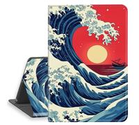 HGGJFLYX Case for iPad mini 7 2024/iPad Mini 6 2021, PU Leather Folio Cover with Auto Sleep/Wake, Multi-Angle Stand Protective Cover 8.3" for iPad A17 Pro 2024,Great Wave at Sunset