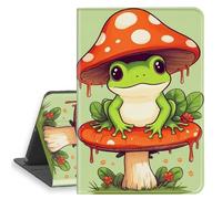 HGGJFLYX Case for iPad mini 7 2024/iPad Mini 6 2021, PU Leather Folio Cover with Auto Sleep/Wake, Multi-Angle Stand Protective Cover 8.3" for iPad A17 Pro 2024,Frog Under Mushroom Hat