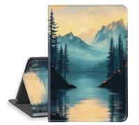 HGGJFLYX Case for iPad mini 7 2024/iPad Mini 6 2021, PU Leather Folio Cover with Auto Sleep/Wake, Multi-Angle Stand Protective Cover 8.3" for iPad A17 Pro 2024,Sunset Mountain Lake