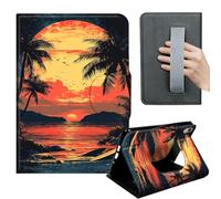 HGGJFLYX Case for iPad mini 7 (A17 Pro) 2024/iPad Mini 6 2021,360 Degree Rotating Multi-Angle Viewing Stand,Hand Strap,Leather Cover for iPad mini 7/6,Auto Sleep/Wake,Tropical Sunset