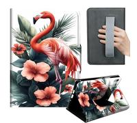 HGGJFLYX Case for iPad mini 7 (A17 Pro) 2024/iPad Mini 6 2021,360 Degree Rotating Multi-Angle Viewing Stand,Hand Strap,Leather Cover for iPad mini 7/6,Auto Sleep/Wake,Flamingo Tropical