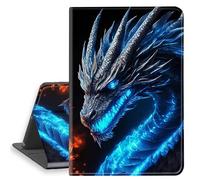 HGGJFLYX Case for iPad Pro 11 Inch 2024, PU Leather Folio Cover with Auto Sleep/Wake, Multi-Angle Stand Protective Cover for iPad Pro 11 Inch 2024,Mythical Blue Dragon