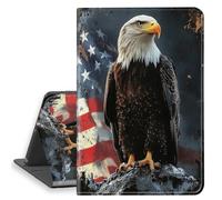 HGGJFLYX Case for iPad Pro 12.9 Inch 2022/2021/2020, PU Leather Folio Cover with Auto Sleep/Wake, Multi-Angle Stand Cover 12.9" for iPad Pro 2022/2021/2020,Bald Eagle American Flag