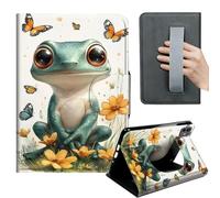 HGGJFLYX Case for iPad Pro 13 Inch 2024/2025,360 Degree Rotating Multi-Angle Viewing Stand,Hand Strap,Leather Cover for iPad Pro 13 Inch 2024/2025,Auto Sleep/Wake,Frogs and Butterflies