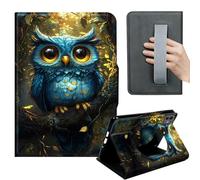 HGGJFLYX Case for iPad Pro 13 Inch 2024/2025,360 Degree Rotating Multi-Angle Viewing Stand,Hand Strap,Leather Cover for iPad Pro 13 Inch 2024/2025,Auto Sleep/Wake,Blue Owl Tree Branch