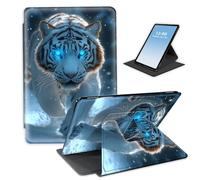 HGGJFLYX Case for Kindle Fire 7 2019/2015/2017 Tablet,360 Degree Rotating Multi-Angle Viewing Stand Fold Leather Tablet Cover 7" for Kindle Fire 7 2019,Auto Sleep/Wake,White Tiger Blue Eyes Snow