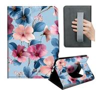 HGGJFLYX Case for Kindle Fire 7/7 Kids (12th Gen, 2022 Release),360 Degree Rotating Multi-Angle Viewing Stand,Hand Strap,PU Leather Tablet Cover,Auto Sleep/Wake,Floral Whispers