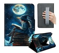 HGGJFLYX Case for Kindle Fire HD 8 (6th/7th/8th Gen, 2016/2017/2018),360 Degree Rotating Multi-Angle Viewing Stand,Hand Strap,PU Leather Tablet Cover,Auto Sleep/Wake,Witch Girl Moon Reading