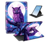 HGGJFLYX Case for Kindle Fire HD 8 & HD 8 Plus (12th Gen, 2024/2022/2020),360 Degree Rotating Multi-Angle Viewing Stand Fold Leather Tablet Cover 8",Auto Sleep/Wake,Owl on Branch at Night